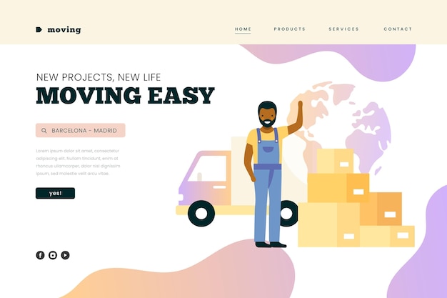 Free Vector house moving services landing page