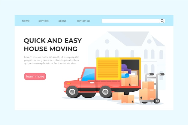 Free Vector house moving services landing page