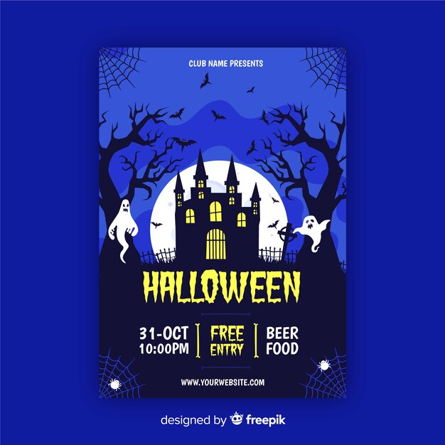 House party in blue shades halloween party flyer