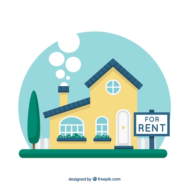 Free Vector house for rent concept background