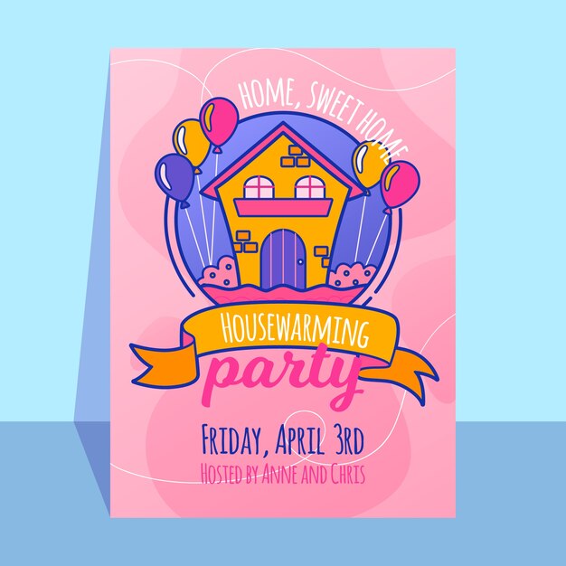 House warming party invitation template design