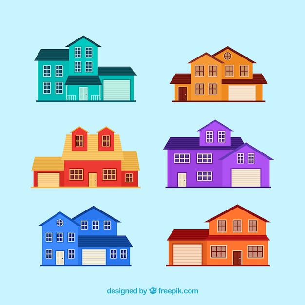 Houses in various colors