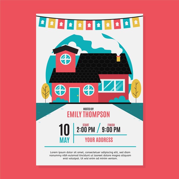 Housewarming party invitation template theme