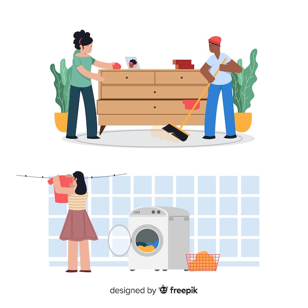 Housework characters collection illustration