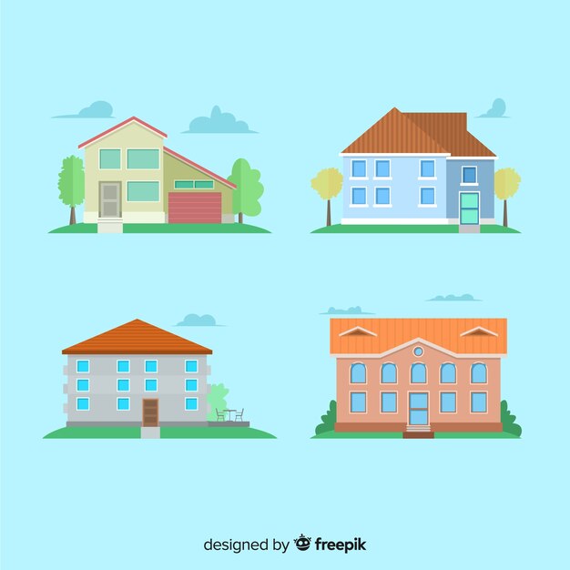 Housing collection in flat style