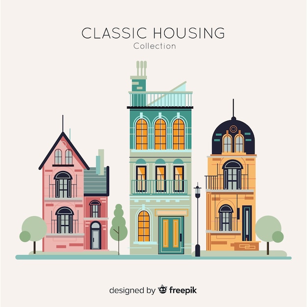 Free Vector housing collection in flat style