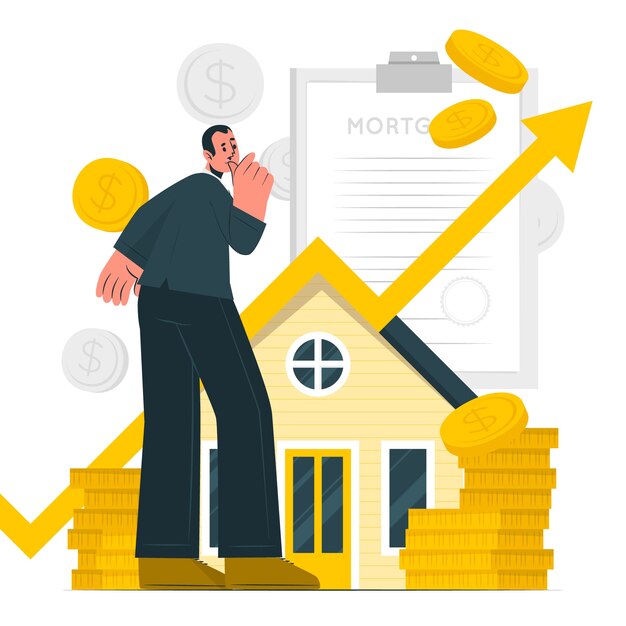 Housing prices rise concept illustration