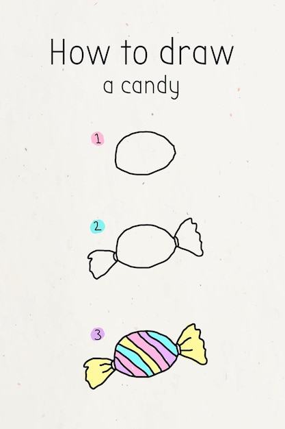 Free Vector how to draw a candy doodle tutorial vector