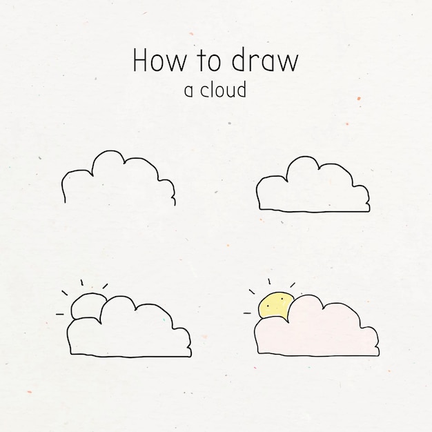 Free Vector how to draw a cloud doodle tutorial vector