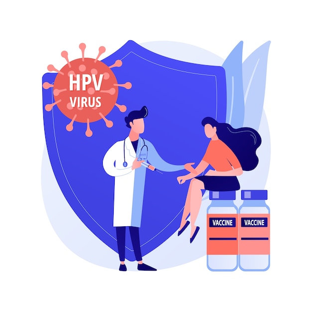 HPV vaccination abstract concept vector illustration. Protecting against cervical cancer, human papillomavirus immunization program, HPV vaccination, prevent infection abstract metaphor.