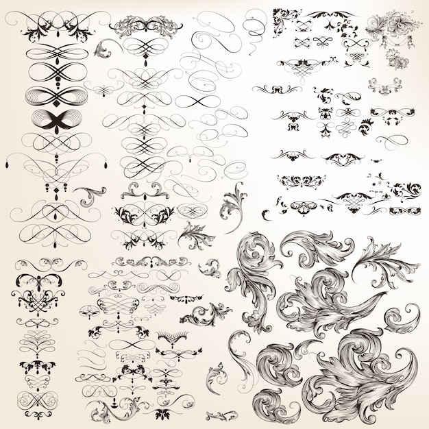 Huge collection of vector decorative calligraphic flourishes 