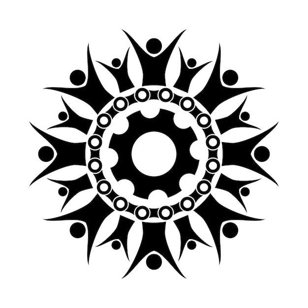 Human chain gear icon logo design