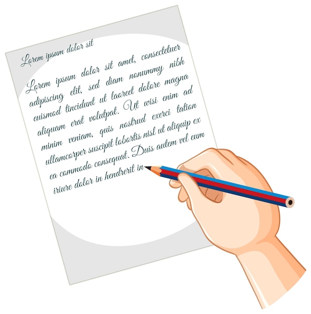 Free vector human hand with pen writing on paper