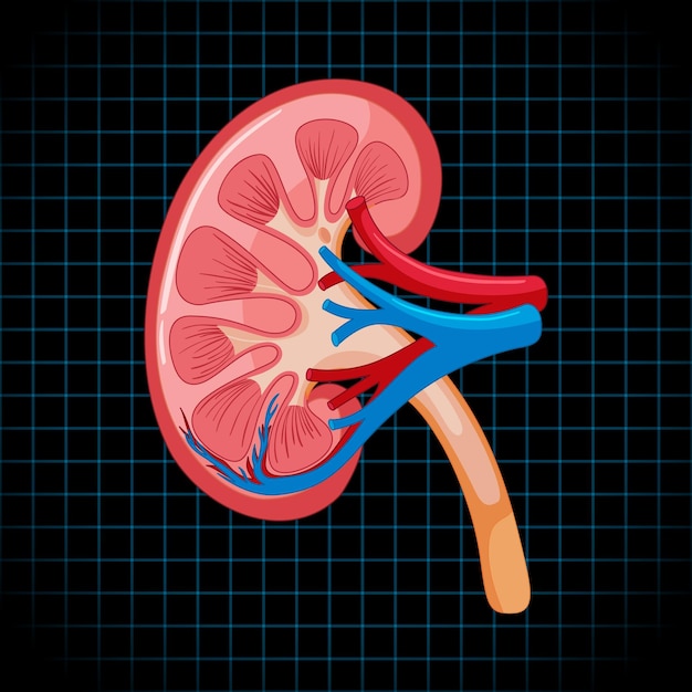 Free Vector human internal organ with kidney