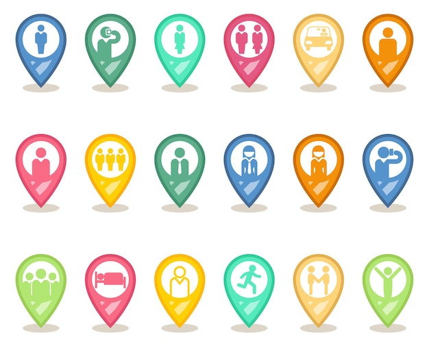 Free Vector human map pointers. man pin icons set