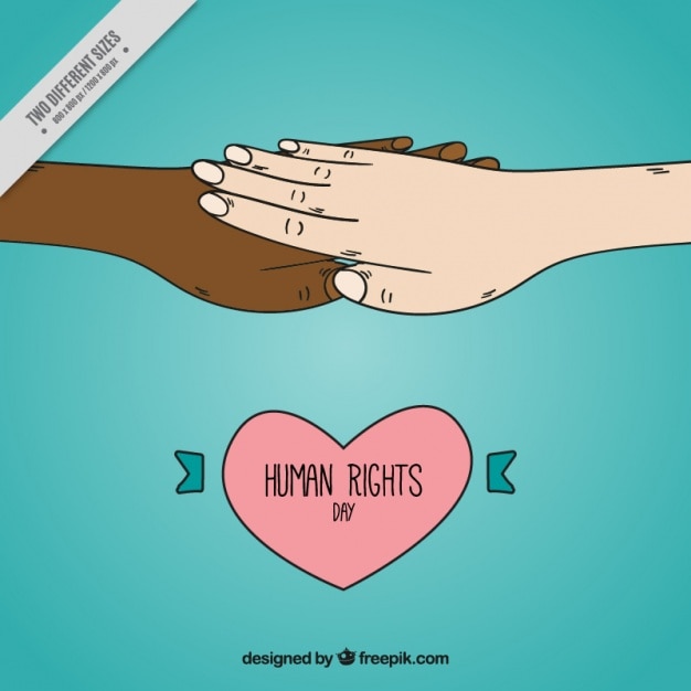 Free Vector human rights day background with hands together and heart