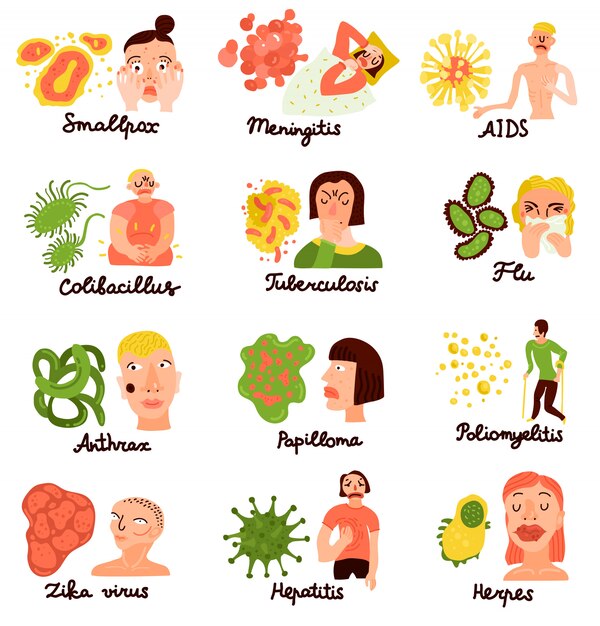 Human Viruses Flat Icons Collection