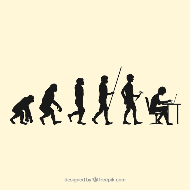 Human workers evolution silhouettes