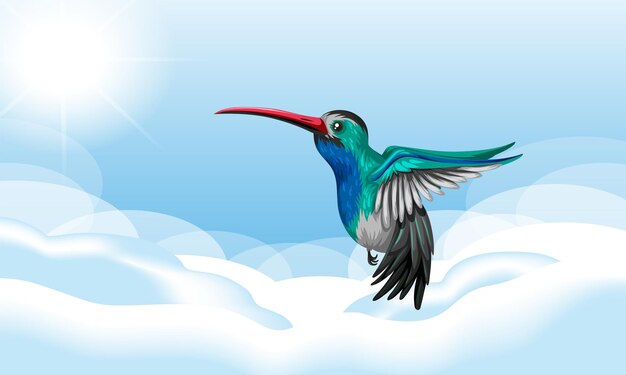 Hummingbird flying in the sky