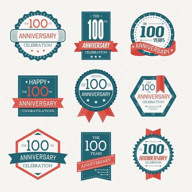 Free Vector hundred years anniversary labels collection