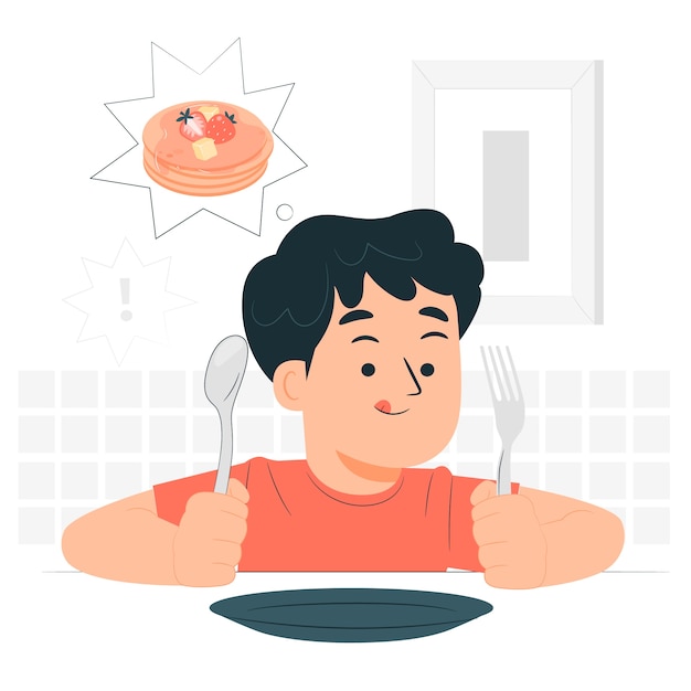 Free Vector hungry boy concept illustration