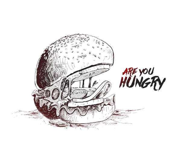 Hungry burger concept menu card restaurants wall design