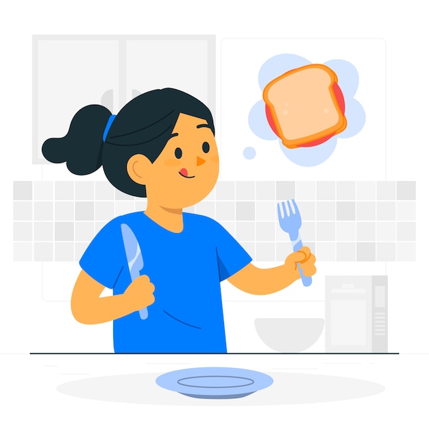 Free Vector hungry girl concept illustration