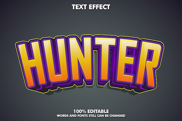 Hunter text effect, trendy text style for sticker