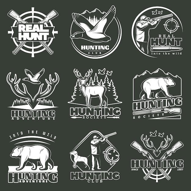 Free Vector hunting club logo set