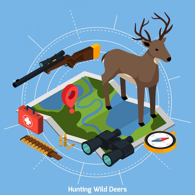 Free Vector hunting isometric concept