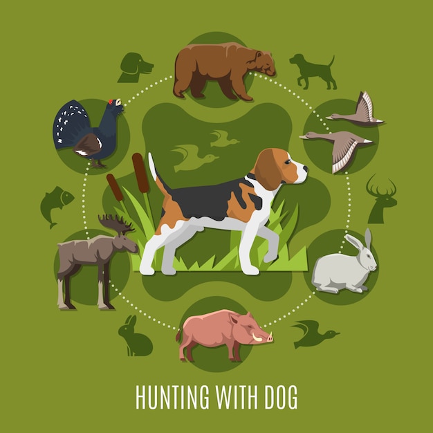 Free Vector hunting with dog concept