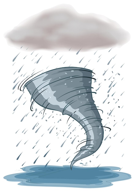 Free vector hurricane and rainstorm on white background