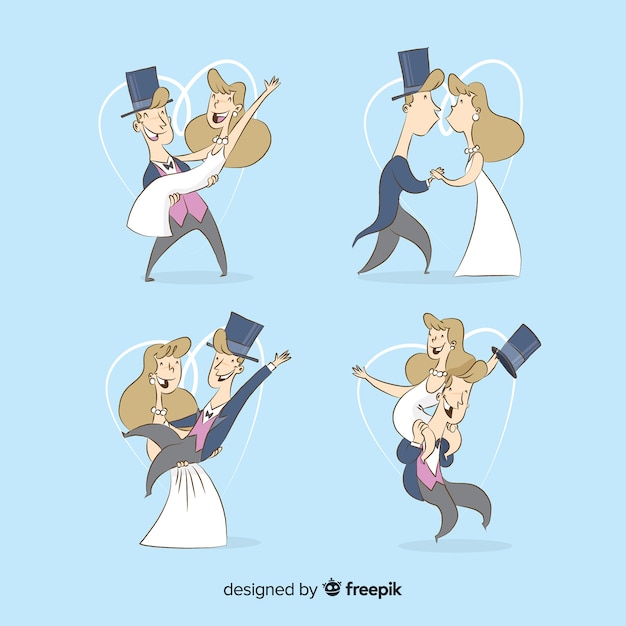 Free vector husband and wife being happy on their big day