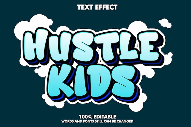 Free Vector hustle kids typography  youth style editable text effects