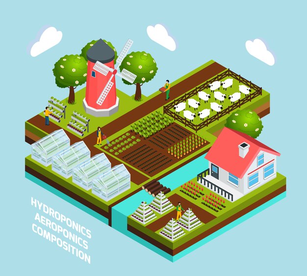 Hydroponics Isometric Concept