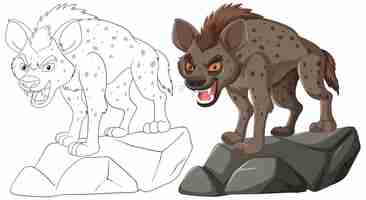 Free vector hyena illustration from sketch to color