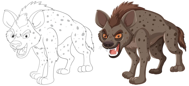 Free vector hyena illustration from sketch to color