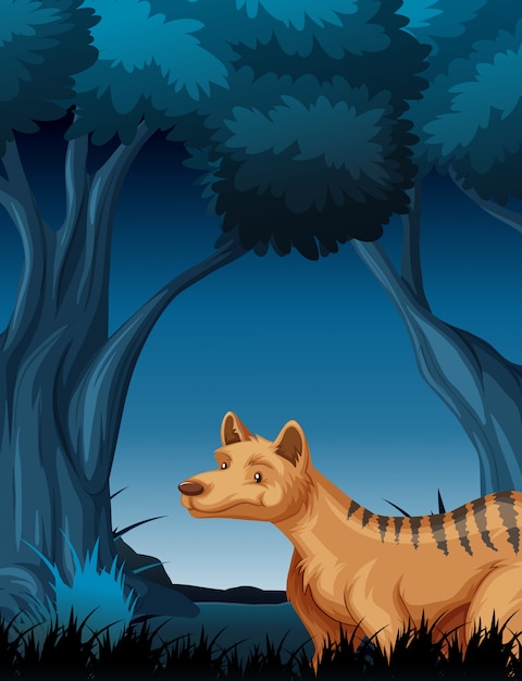 Free Vector a hyena in tropical rainforest background