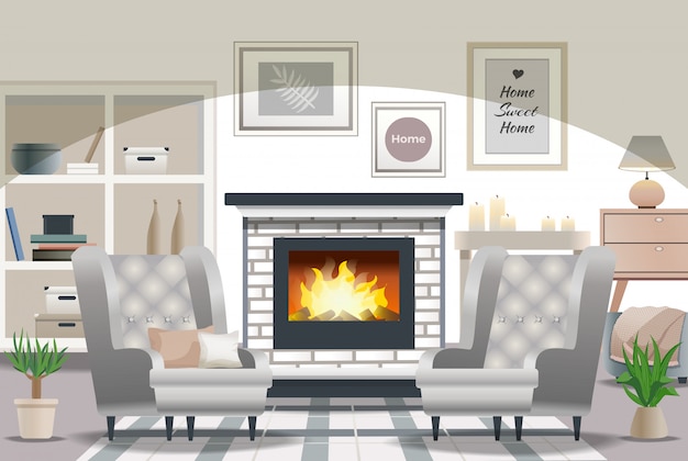 Free Vector hygge style interior design