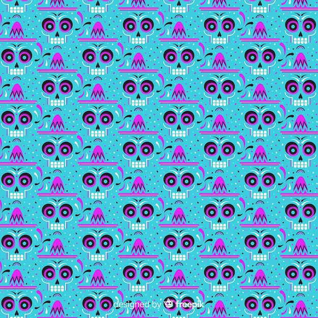 Hypnotic skull eyes dia de muertos pattern