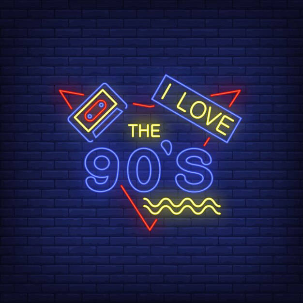 I love nineties neon lettering with audio cassette. 