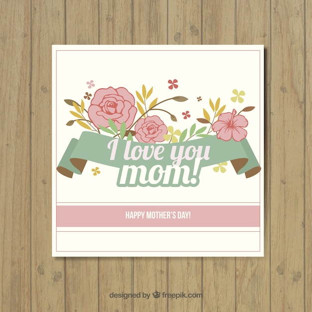 I love you mom cute card