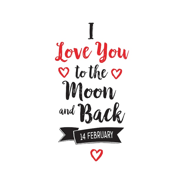 Free vector i love you to moon and back lettering