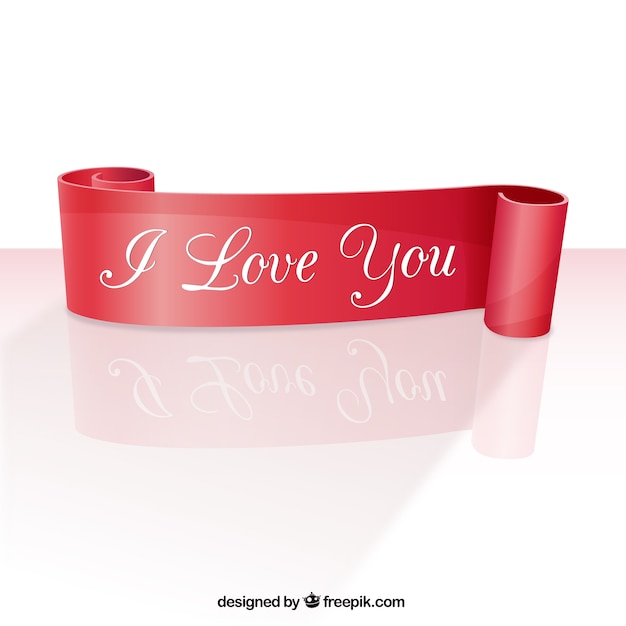 Free Vector i love you ribbon