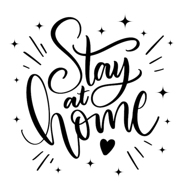 Free Vector i stay at home lettering