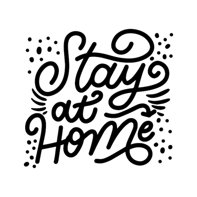 Free Vector i stay at home lettering