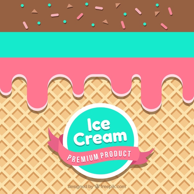 Ice cream background with cookie in flat design