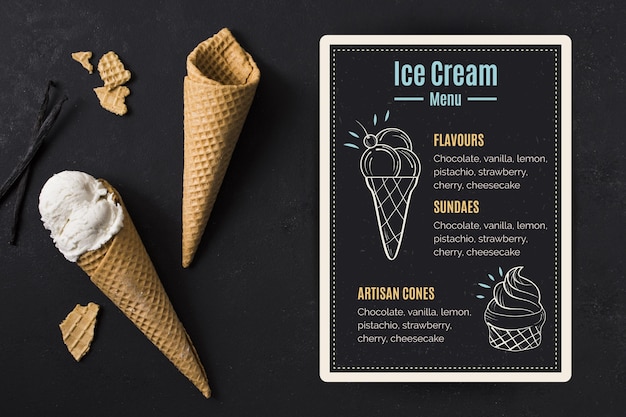 Free Vector ice cream blackboard menu