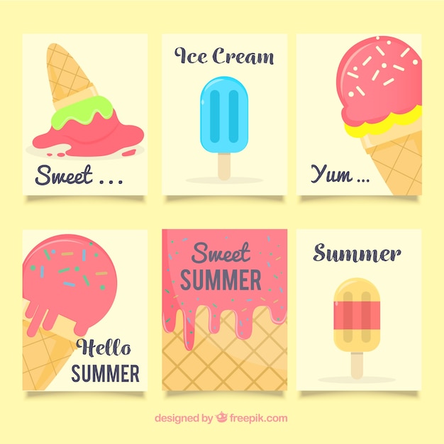 Free Vector ice cream cards collection