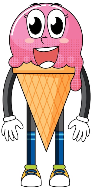 Free Vector ice cream cartoon character on white background